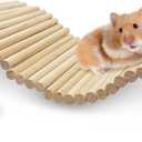 Hamiledyi Large Wooden Bridge Hamster Ladder House for Small Animals, Tunnel, Ladder, Chew Toys for Hamster Bunny Guinea Pigs Rats Chinchilla (26.4"7.9")