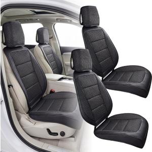 2 Set Cooling Seat Covers for Cars Summer 3D Air Mesh Breathable Leather Seat Protectors Universal Non Slip Cushion for Car Truck SUV, Black