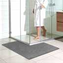 L-Shaped Bath Mat, Non-Slip Corner Shower Rug, Absorbent Bathroom Floor Mat Grey, 3'3''X3'3''(L-Shaped)