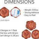 60 Pcs Burnt Orange Wax Seal Stickers Self-Adhesive Envelope Seals Stamp Stickers, Perfect for Wedding Invitations Seating Chart Christmas Gift Wrapping 3 Designs in 1 Pack