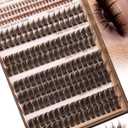 Brown Manga Lash Clusters With Spikes Wispy Cluster Eyelashes Extensions Fluffy Volume Anime Eyelash Clusters with Bottom Cluster Lashes Fairy Individual Lash Extension (D Curve 12-18mm 213 pieces)