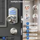 Veise Keypad Door Knob Lock, Keyless Entry Digital Lock with Handle, Electronic Smart Knob for Front Door & Bedroom, Easy Install, Auto Lock, Passage Mode, Anti-Peeping Password, Satin Nickel