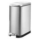 ELPHECO 3.5 Gallon Bathroom Trash Can with Soft Close Lid, 13.5 Litre Stainless Steel Pedel Garbage Can with Removable Inner Bucket, Wastebasket for Bathroom, Office, Bedroom, Silver