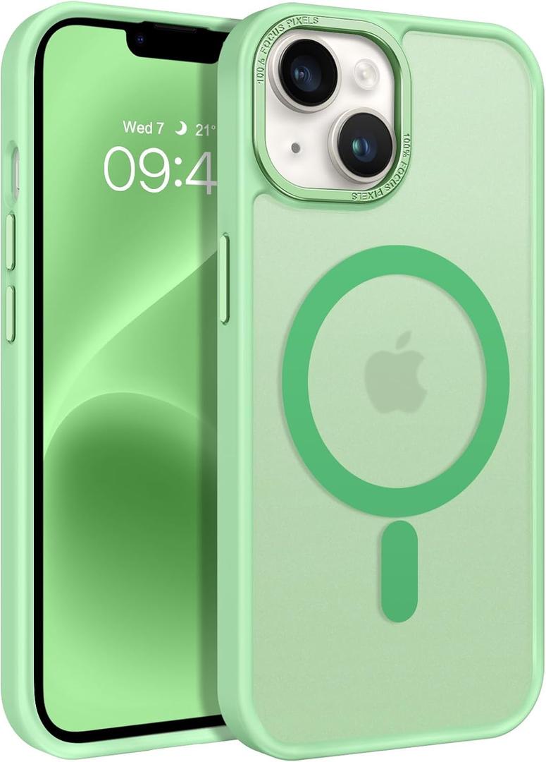 BENTOBEN Magnetic for iPhone 13 Case & iPhone 14 Case [Compatible with Magsafe] Translucent Matte Phone Case iPhone 13/14 Slim Shockproof Women Men Girl Protective Cover for iPhone 13/14, Matcha Green