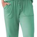 Ekouaer Pajama Sets for Women 2 Piece Lounge Sets Short Sleeve Pullover Top and Jogger Pants Pjs Sleepwear Tracksuit S-XXL (Gray Green)