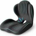 Ergonomic Waist Support and Seat Cushion, 2-in-1 Memory Foam Pad, Hollow Design for Coccyx, Suitable for Office Chairs, Car Safety Seats and Household Use - Relieves Lower Back and Hip Pain (Black)