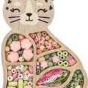 Stephen Joseph, Jewelry Making Kit for Girls Ages 3–8, Wooden Beads, DIY Bracelet Necklace Kit, Friendship Bracelet Gift, Arts & Crafts, 125 Beads, Toddler Gift with Reusable Storage Tray, Leopard