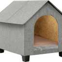 Indoor Dog House, Elevated Foldable Dog Cave Bed with Removable Plush Mat for Medium Dogs and Cats Up to 20.8 Inches Long