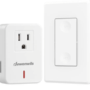 Remote Control Outlet Wireless Wall Mounted Light Switch, Electrical Plug in On Off Power Switch for Lamp, Fan, Household Appliance, No Wiring, 100 Feet RF Range, ETL Listed, Programmable