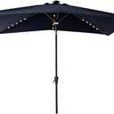 C-Hopetree 6.5 x 10 ft Rectangular Outdoor Patio Market Table Umbrella with Solar LED Lights, Navy Blue