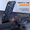 for iPhone 16 Magnetic Case with Stand & Screen Protector [Compatible with MagSafe] Non Slip Full Body Double Layer Heavy Duty Military Grade Shockproof Protection Cover, Blue