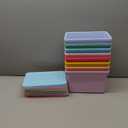 8 Pack Plastic Storage Bins with Snap Tight Lids Small Stackable Storage Boxes 9.8" X7.3" X5.7" Storing Totes for Organizing Craft Office Supplies (Mixed Color)