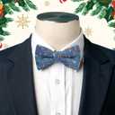 OCIA Holiday Pre-Tied Bowtie Christmas Halloween Festival Pattern Bow Tie for Men Boys (A Blue Green Red White)