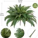 Artificial Ferns 25.6" Dia. - Faux Ferns for Outdoor Planter & Hanging - Fake Plant Shrubs for Home Garden Porch Farmhouse Decor (49 Fronds)