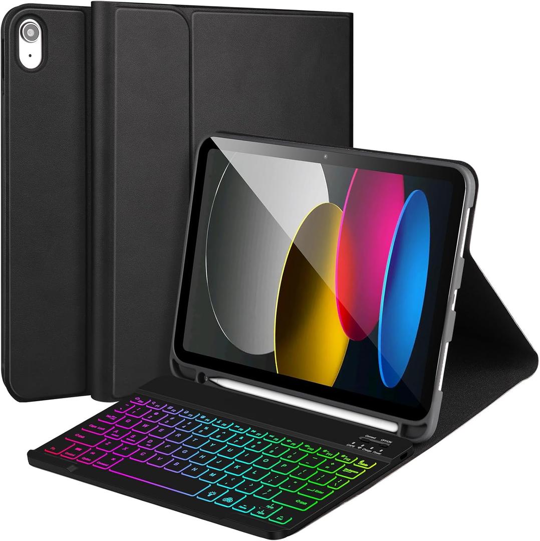 for iPad 11/10th Generation Case with Keyboard,Backlit Detachable Bluetooth Keyboard case for iPad A16 2025 11 inch/10th Gen 2022 10.9 with Pencil Holder, Square Keycaps,Black-B for iPad 11/10th Generation Case with Keyboard,Backlit Detachable Bluetooth Keyboard case for iPad A16 2025 11 inch/10th Gen 2022 10.9 with Pencil Holder, Square Keycaps,Black-B