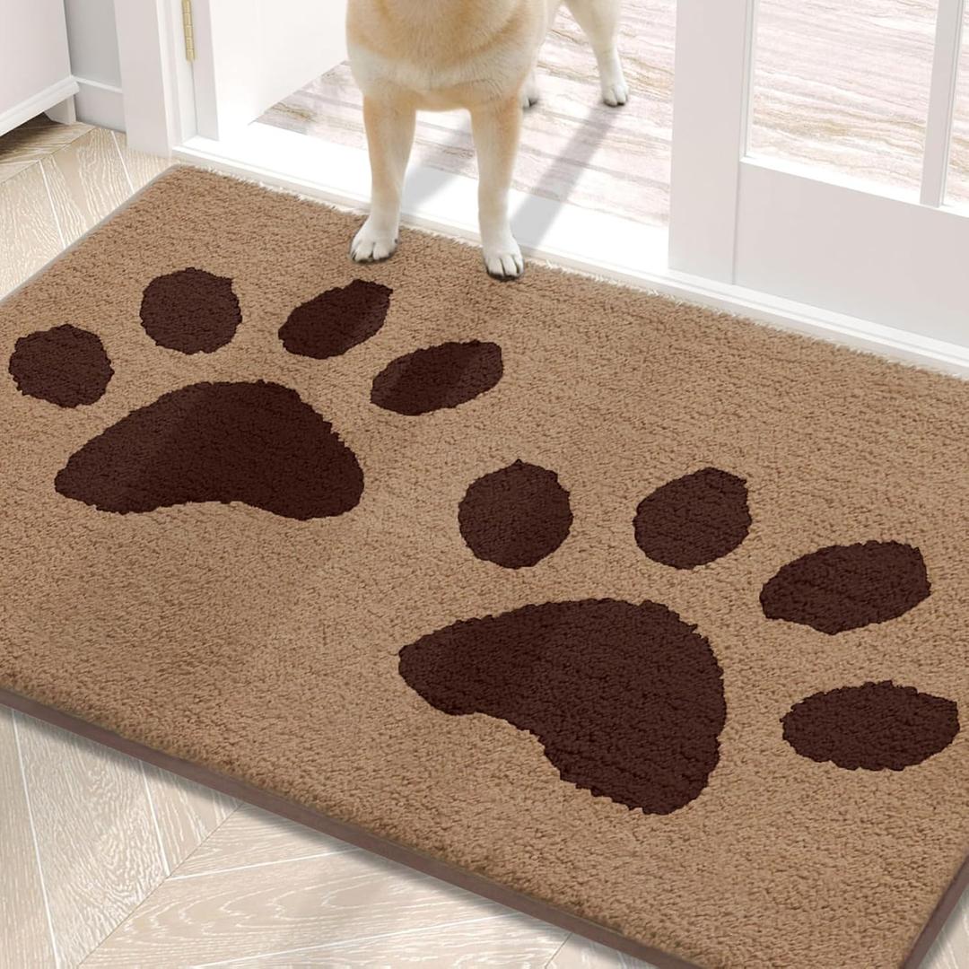 Dog Door Mat for Muddy Paws, Absorbent Dirt Trapper Washable Indoor Doormats, Non Slip Low-Profile Mud Mat for Dogs, Front Entrance Doormat for Inside Floor (30x20 Inches)