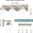 IZORRO Bathroom Vanity Light Fixture, 3-Light 22 Inch Brushed Nickel Bathroom Light Fixtures Over Mirror, with White Glass Shade, Modern Farmhouse Vanity Lights, Rustic Restroom Lighting Fixtures