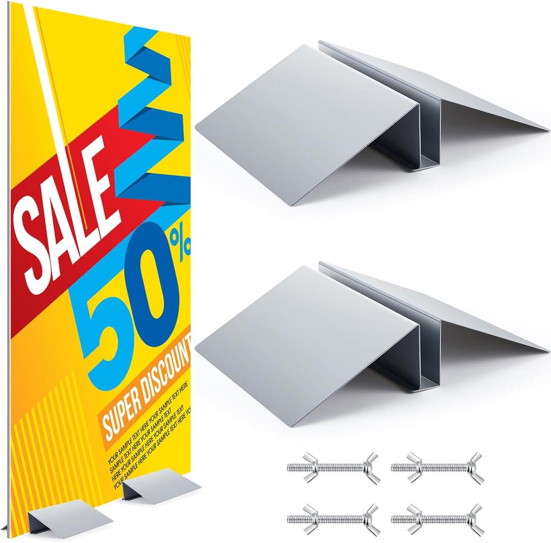 Blulu 2 Pcs Metal Floor Sign Stand Holder Fits 12" Wide Board up to 72" Tall Graphic Floor Standing Display Stand for Composite Foam Board, Acrylic Glass Sign, Base Only