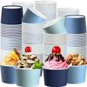Paper Ice Cream Cups 9oz Colored Disposable Dessert Bowls for Hot or Cold Party Food Cups for Birthday Baby Shower Easter Party Supplies(Dusty Blue,60 Pcs)