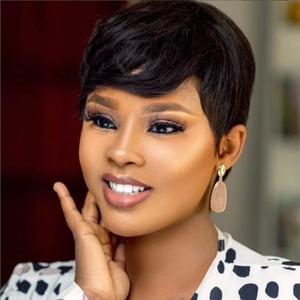 Pixie Cut Wig for Black Women Short Human Hair Wigs None Lace Front Wig Short Layered Wigs with Bangs for Daily Wear Natural Color (1B)