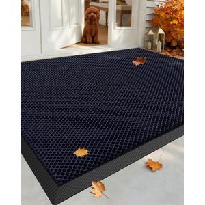 Color&Geometry High Stretch Elastic Silk Doormat, Large Front Door Mat Outside Entrance, Outdoor Door Mat for Patio, Quick-Dry & Heavy-Duty, Non-Slip Rubber Large Doormat, 36"x60" Blue