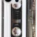 FAteamll Case for iPhone 14 Pro Matte Finish Heavy Duty Soft Back Cover with Reinforced Corners TPU Soft Bumper Retro Cassette Tape Case Compatible with iPhone 14 Pro