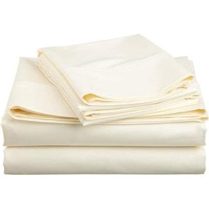 700 Thread Count 100% Egyptian Cotton Sleeper Sofa Bed 4 PC's Sheet Set - Olympic Queen Size (66 in x 80 in) Ivory Solid Sofa Bed Sheets - Fits Mattresses Up to 6" Drop with 4 -PCS Fitted Straps