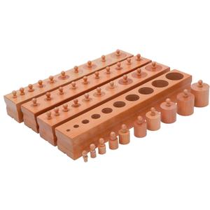 Adena Montessori Cylinder Block (Set of 4)-Montessori Educational Wooden Toy for Fine Motor Skills, Hand-Eye Coordination, and Cognitive Development, Medium, Small