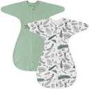 Baby Transitional Swaddles for Newborns: 0.5 Tog Arms Up Sleep Sack 6-12 Months Soft Cotton Shark Fin 2 Way Zipper