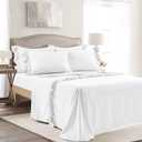 Lush Decor Reyna Ruffle, Full, White 6 Piece Set