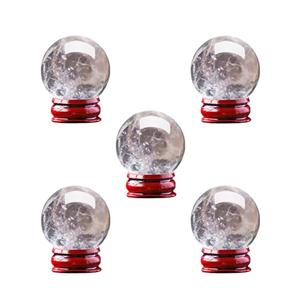 DUKIZA Natural Clear Quartz Crystal Sphere with Stand，5PC Real Crystals Ball, Clear Quartz Small Ball Decor (Clear Quartz Ball)