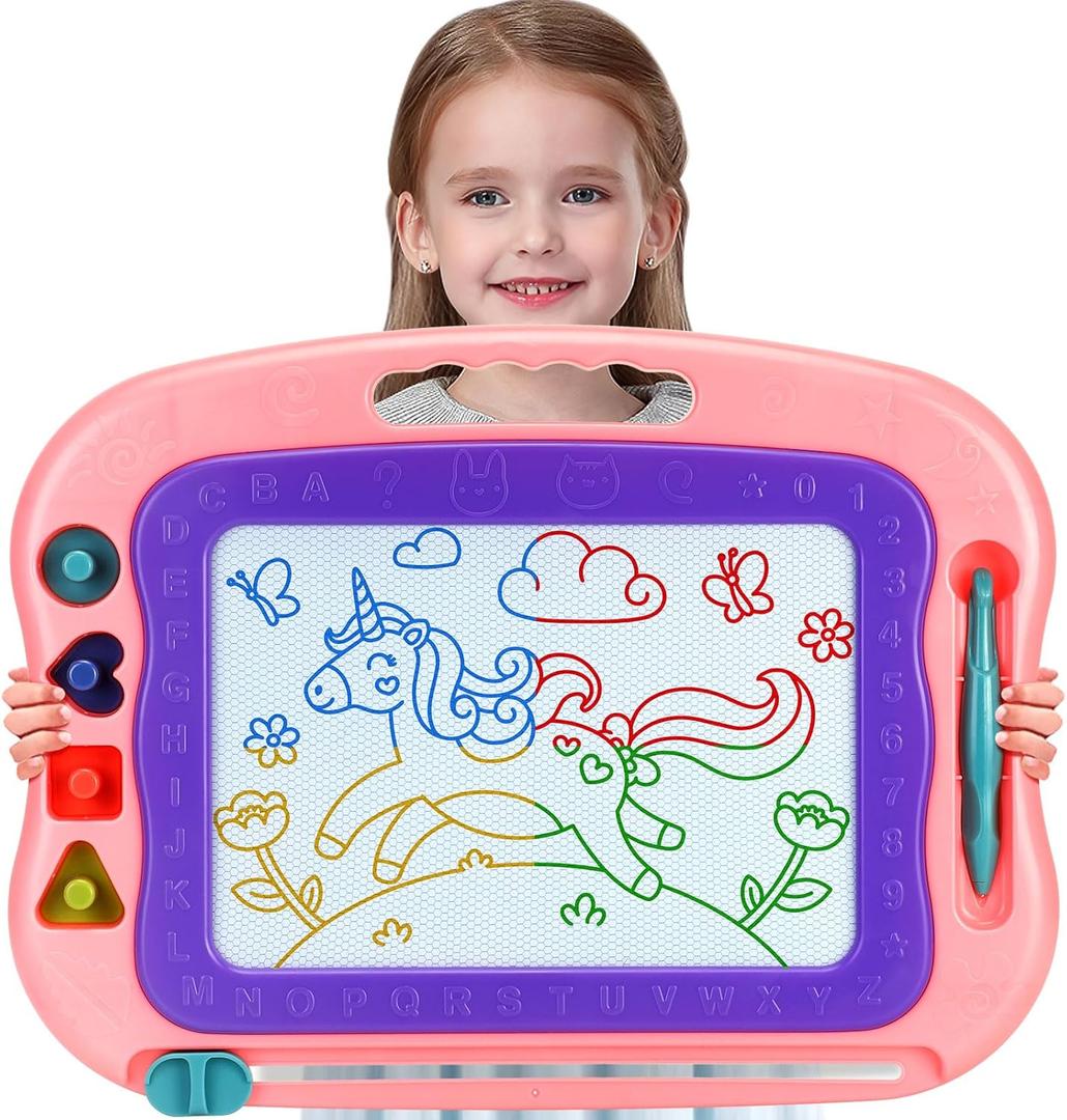 Magnetic Drawing Board,Toddler Toys for Girls Boys 3 Year Old Gifts, Magnetic Doodle Board for Kids, Large Etch Magnet Sketch Doodle Pad, Christmas Easter Birthday Gifts for Kids (Pink)