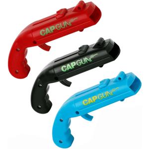 Cap Shooting Bottle Opener Gun - Launches Caps for World Cup Parties, BBQs & Adult Gatherings, Fun Gadget for Men, Unique Gag Gift for Sports Events (Blue Red Black)