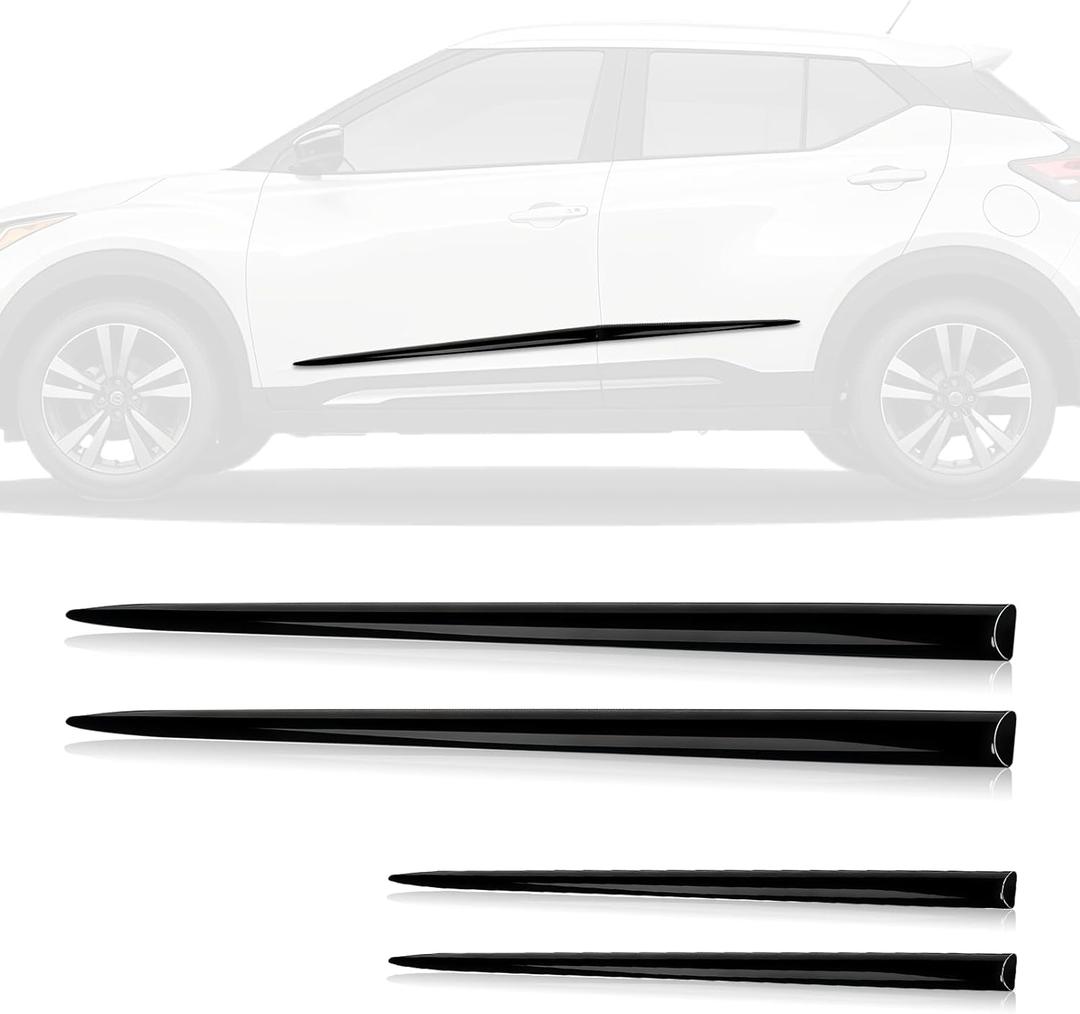 4PCS Body Side Trim Cover, Waterproof Bright Black Universal Door Protector Prevents Dents Scratches Auto Modification Car Door Side Protection Strips