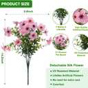 Artificial Flowers Fake Plants for Outdoors Spring Decoration, 13Bundles Silk Realistic UV Resistant Faux Flowers for Outside Planter Porch Yard Patio Garden Home Indoor, Pink