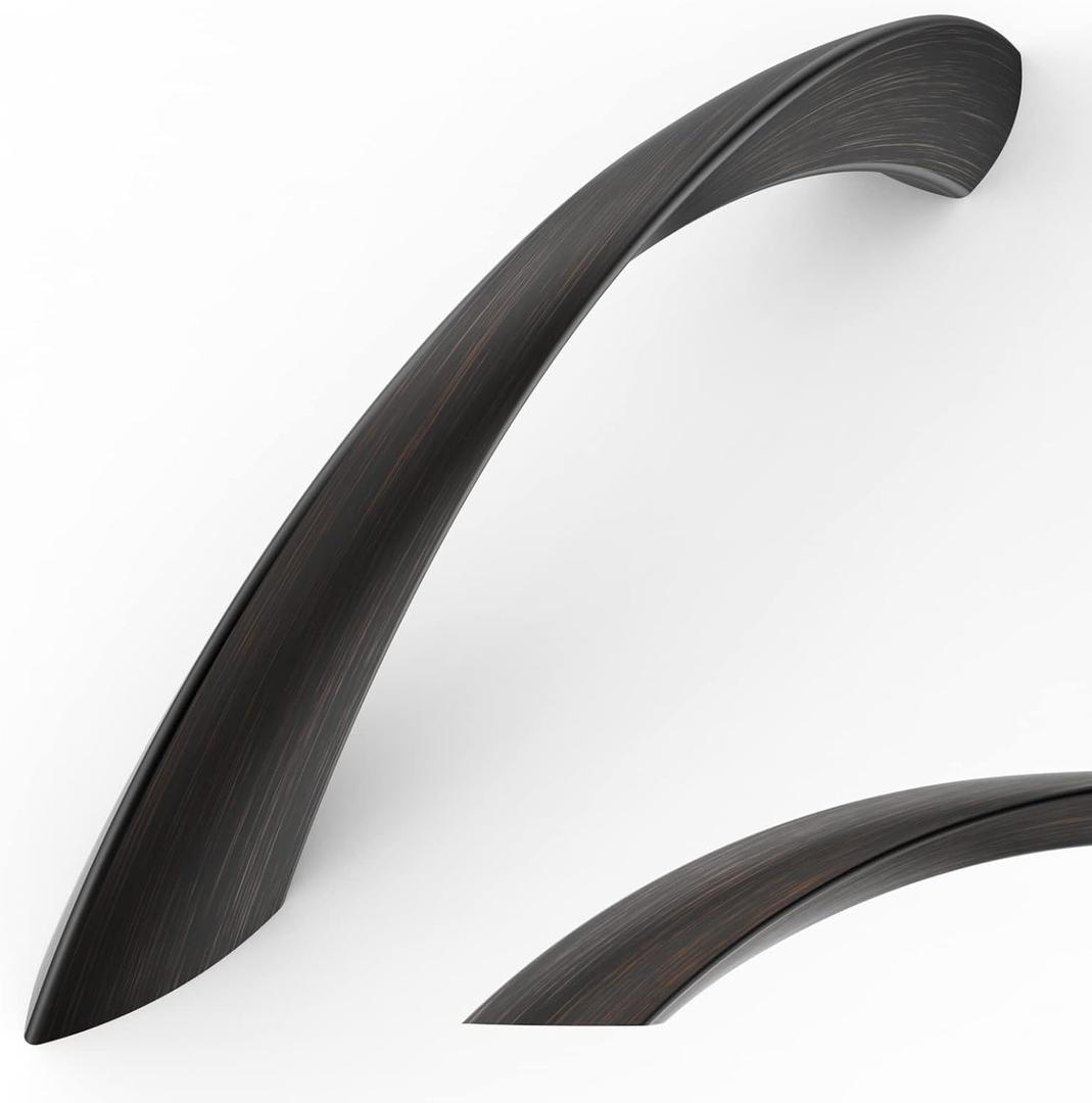 Amerdeco 10 Pack Oil Rubbed Bronze Cabinet Pulls 3 Inch(76MM) Hole Center Cabinet Hardware Gold Kitchen Cabinet Handles for Bathroom Drawer Pulls Dresser Pulls ZH0048...