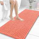 OLANLY Long Bathroom Rugs Runner 47x20, Thick Soft and Absorbent Chenille Bath Mat, Non-Slip, Machine Washable Quick Dry Bath Rugs for Tub Shower Floor, Home Decor Accessories, Coral