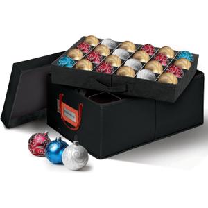 HOLDN STORAGE Christmas Ornament Storage Container Box with Dividers  Convenient Durable 2 Individual Removable Trays Fits Up to 48-3 Ornaments - Black