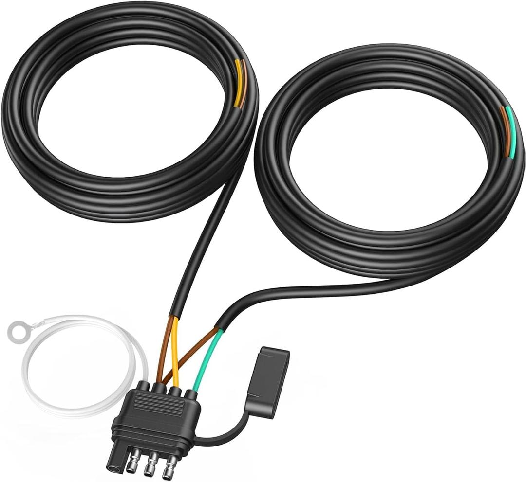4 Pin 5 Wire Trailer Wiring Harness, 26FT Trailer Wiring Harness Kit, Boat Trailer Wiring Harness, 5 Wire 4 Pin Flat Trailer Connector, for Connection of Tail Lights, Brake Lights and Turn Signals