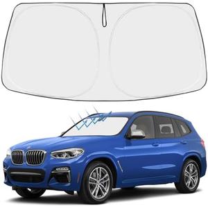 Proadsy 2025 Upgrade Windshield Sun Shade Custom Fit 2018-2024 2025 BMW X3 Base, xDrive28i, xDrive35i, M Sport SUV 4-Layer Foldable Front Sunshade Protector Sun Visor Blocks UV Rays Keep Car Cooler