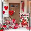 Valentines Day Love Birds Garden Flag 12x18 Inch Double Sided Small Flags, Vintage Red Cardinal Welcome Roses Yard Sign for Front Porch, Lawn, Yard, Outdoor Decor DF956