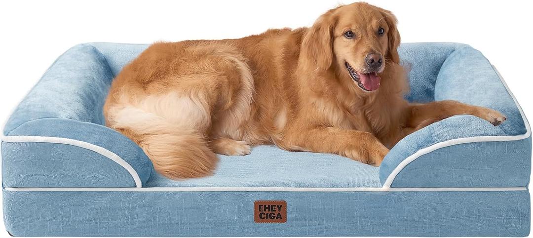 EHEYCIGA Orthopedic Dog Beds for Extra Large Dogs, Waterproof Memory Foam XL Dog Bed with Sides, Non-Slip Bottom and Egg-Crate Foam Big Pet Bed with Washable Removable Cover, Washed Blue (44.0"L x 32.0"W x 6.5"Th) EHEYCIGA Orthopedic Dog Beds for Extra Large Dogs, Waterproof Memory Foam XL Dog Bed with Sides, Non-Slip Bottom and Egg-Crate Foam Big Pet Bed with Washable Removable Cover, Washed Blue (44.0"L x 32.0"W x 6.5"Th)