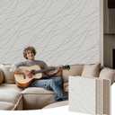 6 Pcs Acoustic Wall Panels  23.6"x23.6"x0.4", Sound Absorbing Panels for Echo Reduction in Bedrooms, Studios & Offices, 0.95 NRC, Peel & Stick (Velvet Stream, Soft Linen)