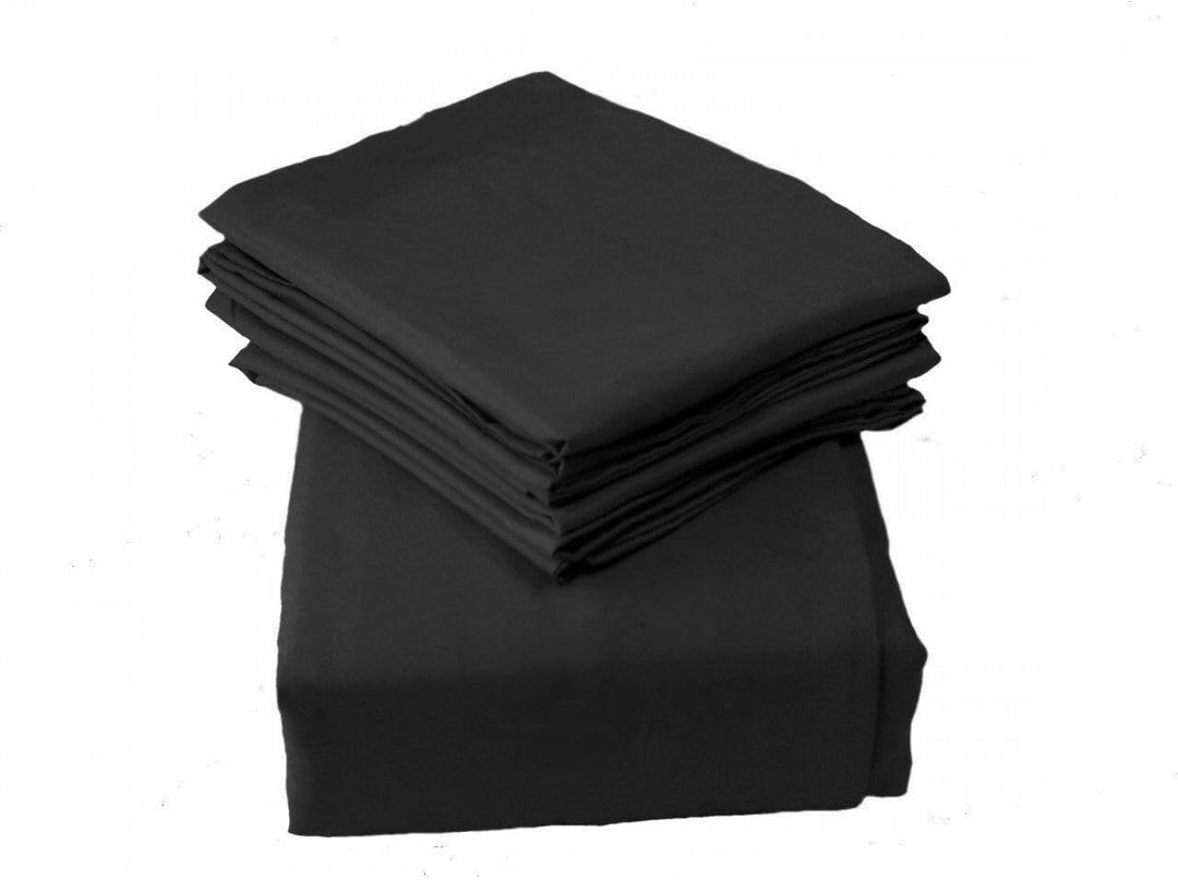 Top Split Flex Head King Size Sheet Set - Egyptian Quality Ultra-Soft Bed Sheets - Double Brushed - Deep Pockets- Easy Fit - 4 Piece Set- Fade Resistant (Black)