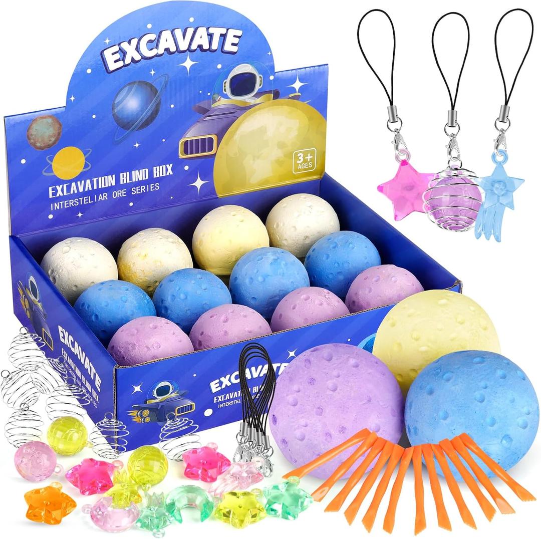 SEKEAHU Gemstone Dig Kit, Easter Gifts Explore Moon Science Kits Stem Toys for Kids, 12PCS Birthday Party Favors Easter Basket Stuffers Gifts, Educational Space Toys for Boys Girls Age 4 5 6 7 8-12