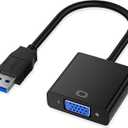USB to VGA Adapter, USB3.0/2.0 to VGA Adapter Multi-Display Video Converter Full HD 1080P External Video Card Multi Monitor, Desktop, Laptop, HDTV, Monitor, Projector (Windows 10/8.1/8/7)