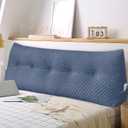 Large Triangular Headboard Wedge Pillow Soft and Supportive Headboard Backrest Positioning Support Bolster Cushion, Bed Wedge Pillow with Removable Cover(Dark Blue,Cal King,71x8x20inch)