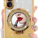 DAKORIE for Samsung Galaxy S25 FE Case Glitter with Mirror Shockproof Heavy Duty S25 FE Protective Cover for Galaxy S25 FE 5G 2025 - Gold