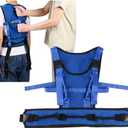 Gait Belt for Seniors Transfer Gate Belt for Elderly Lifting with 8 Handles Physical Therapy Lift Assist Patient Fall Prevention Medical Walking Standing Aids Supports Safety Harness (Mesh - Blue), waist size is 34“~49”
