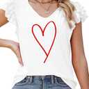 Dokotoo Women's Casual Ruffle Short Sleeve Tops Cute Solid Color Knit Ribbed T Shirts Blouses (White, S)